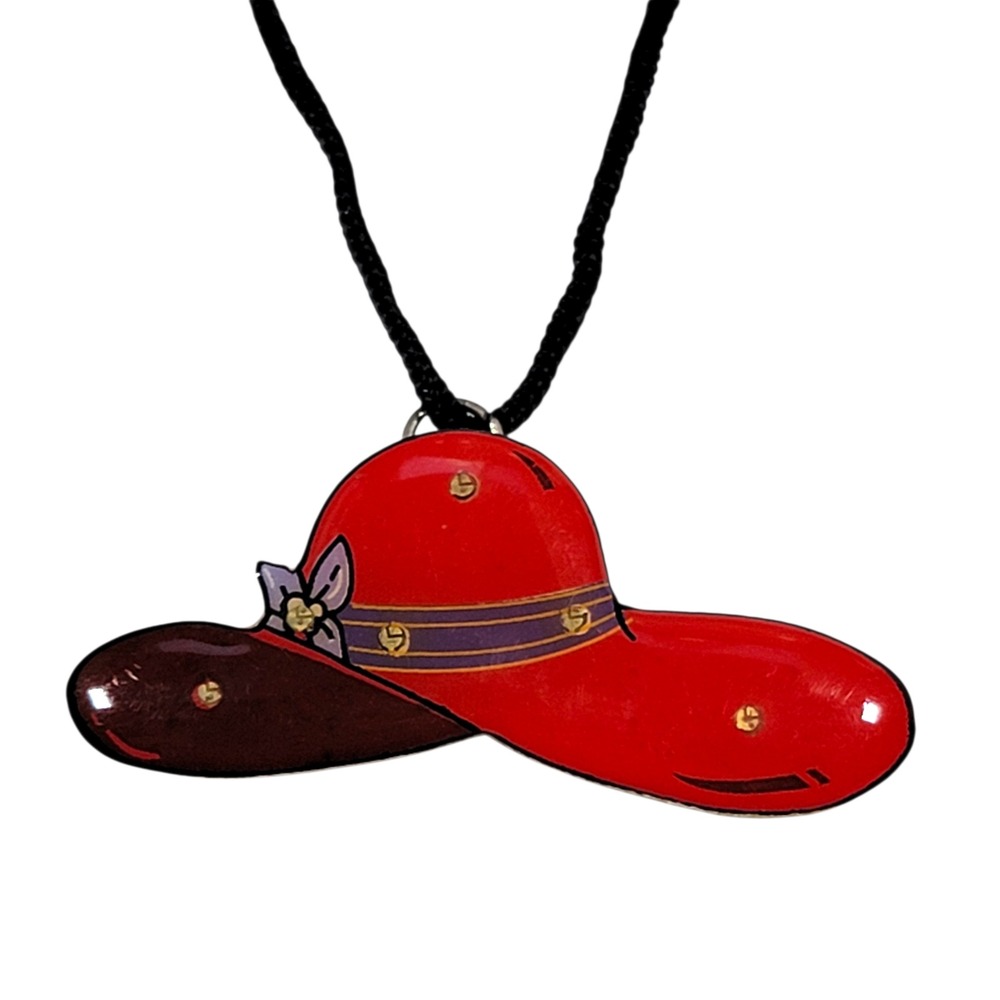 VTG 2000s Red Hat Society Light Up Pendant Necklace‎ PROJECT PIECE NOT WORKING